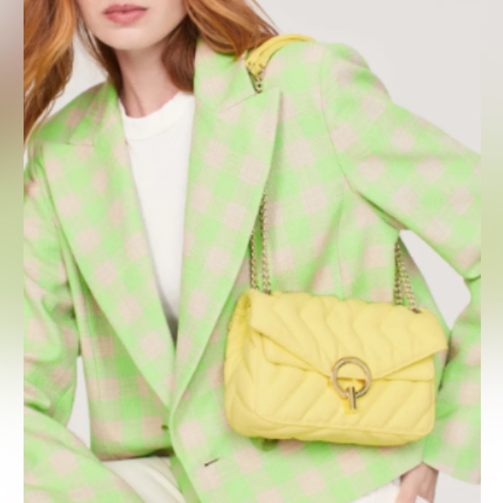 Sandro Yellow Quilted Chain-Handle Shoulder Bag